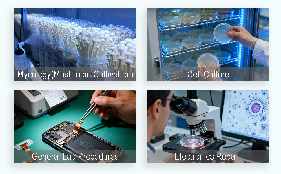 Laminar Flow Hood with H13 HEPA Filter | Clean Bench for Mycology, Mushroom Cultivation & Lab Use