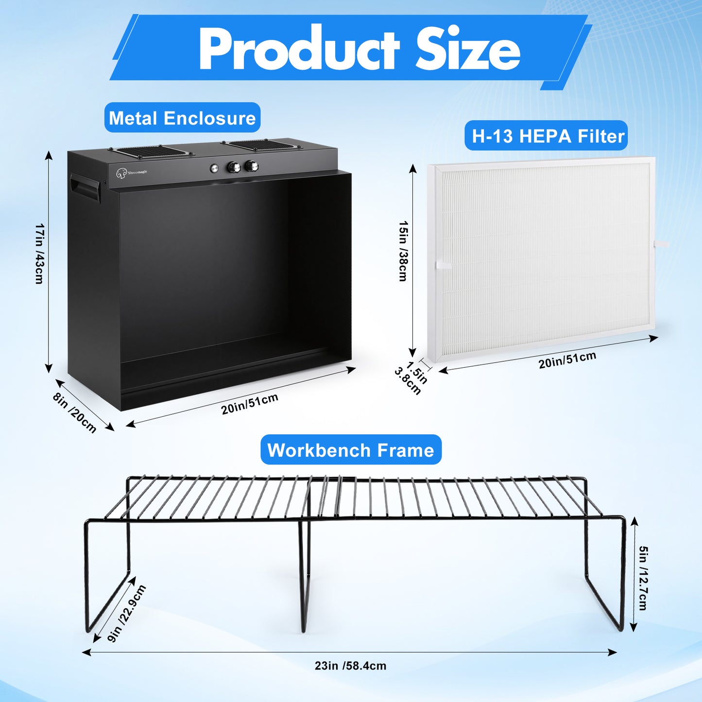 Laminar Flow Hood with H13 HEPA Filter | Clean Bench for Mycology, Mushroom Cultivation & Lab Use
