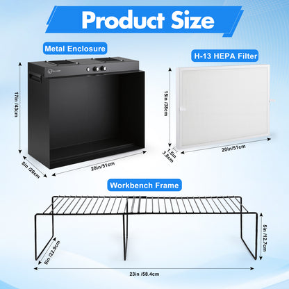 Laminar Flow Hood with H13 HEPA Filter | Clean Bench for Mycology, Mushroom Cultivation & Lab Use
