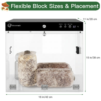 Smart Mushroom Growing Kit for Indoor Use, Automatic Humidity&Light Control, Mushroom Grow Box with Fresh Air Exchange System, Grow Gourmet&Functional Mushrooms at Home, Monotub Compatible
