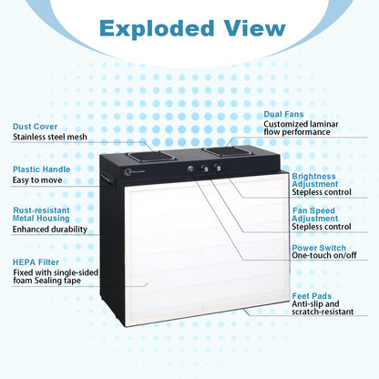 Laminar Flow Hood with H13 HEPA Filter | Clean Bench for Mycology, Mushroom Cultivation & Lab Use