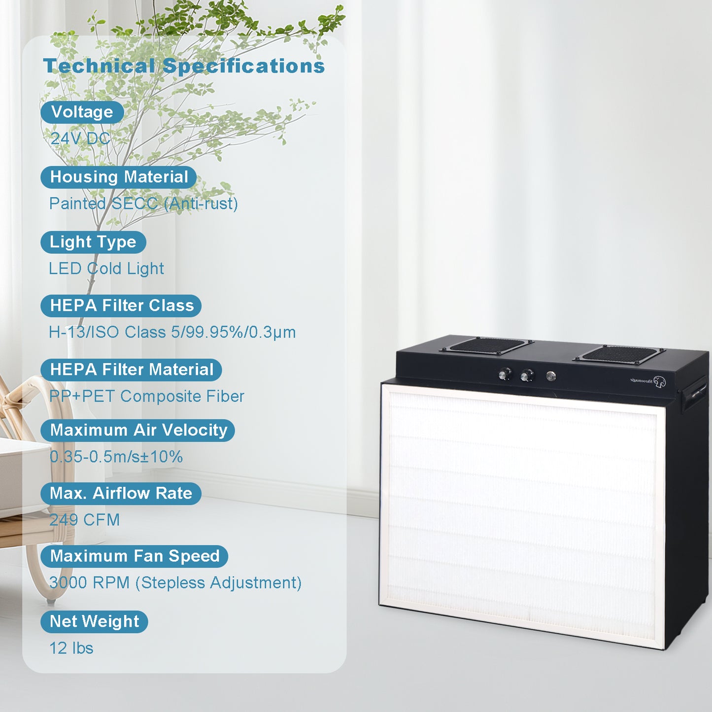 Laminar Flow Hood with H13 HEPA Filter | Clean Bench for Mycology, Mushroom Cultivation & Lab Use