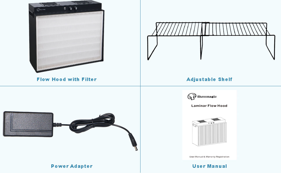 Laminar Flow Hood with H13 HEPA Filter | Clean Bench for Mycology, Mushroom Cultivation & Lab Use