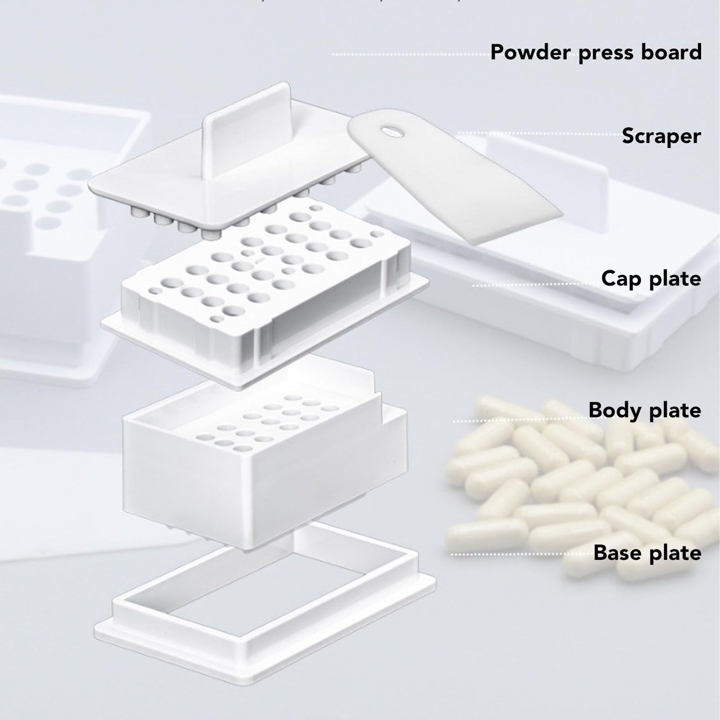 24-Hole Capsule Filler – Manual Powder Filling Machine for Food-Grade Capsules